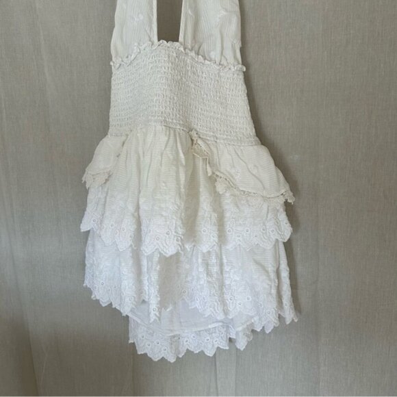 LoveShackFancy Deanna White Cotton Halter Neck Dress Size L - Picture 10 of 11